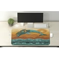 thumbnail image 2 of Oriental Computer Mouse Pad, Dolphin Sea and Sun with Ornamental Motifs and Details Composition Art, Rectangle Non-Slip Rubber Mousepad X-Large, 35" x 15", Dark Teal Multicolor, by Ambesonne, 2 of 2