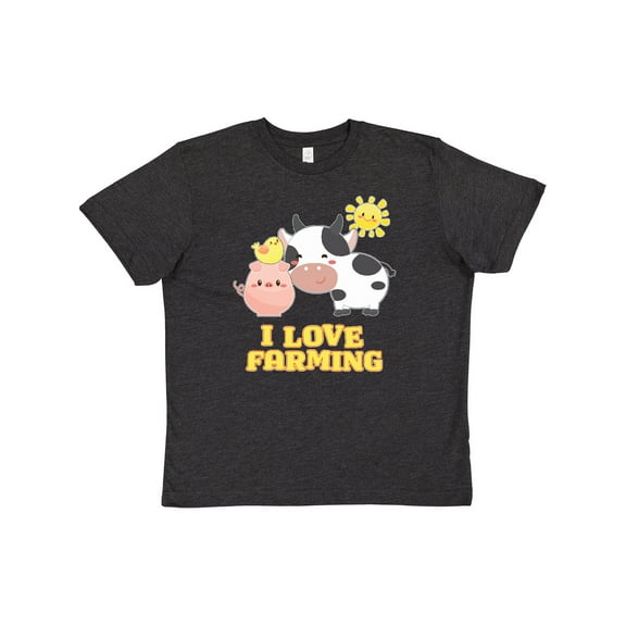 Inktastic I Love Farming- farm animals Youth T-Shirt