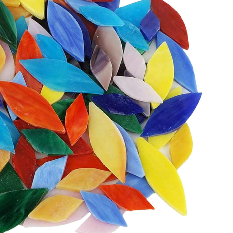 120pcs Of Glass Mosaic Tiles Petal Leaves, Glass Supplies For