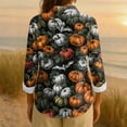 thumbnail image 4 of WTOBBY Women's Long Sleeve Casual Button Up Shirt with Retro Halloween Print, Perfect for Everyday Wear and Seasonal Events, Featuring Classic Collar Design for Comfortable Outfits,Gray XL, 4 of 4