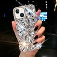 thumbnail image 6 of for iPhone 13 Case for Women（6.1 inch），very shiny Luxury Bling Phone Case with 3D Glitter Sparkle Crystal Rhinestone Diamond Gems on Hard Reflective PC Back Cover for Girls（Silver）, 6 of 11