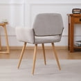 thumbnail image 2 of Velvet Fabric Upholstered Side Dining Chair with Metal Leg, Single Sofa Chair Breathable Design, Accent Chair with Armrest and Trapezoidal Back for Waiting Room, Bedroom, Balcony and Study, Beige, 2 of 9