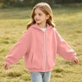 thumbnail image 6 of Jalioing Girls Zipper Up Hoodies Solid Long Sleeve Fall Winter Jacket Casual Fashion Hooded Sweatshirt Outerwear, 6 of 9