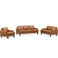 thumbnail image 5 of Hydeline Cassia Top Grain Leather Armchair Cognac Brown with Tapered Legs Feather Down Memory Foam and Springs Seating, 5 of 6