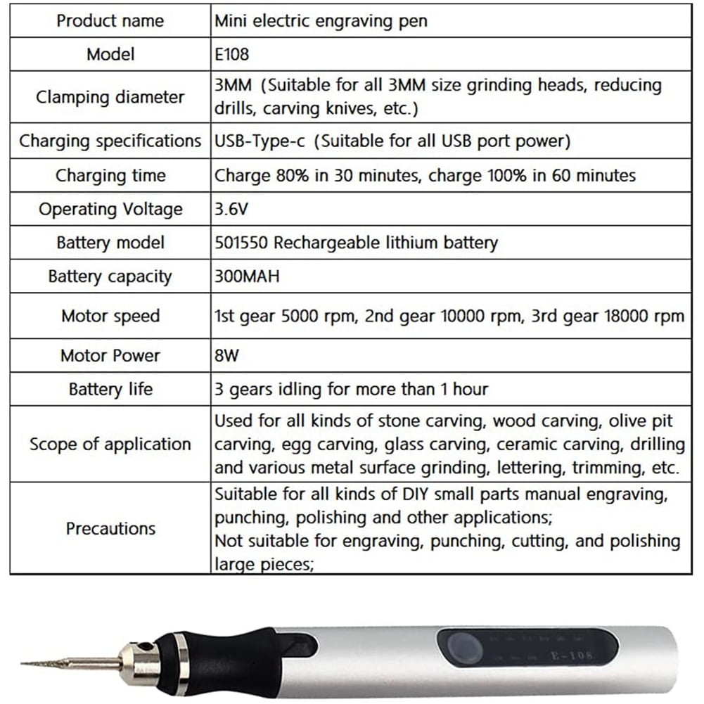 Rechargeable Cordless Mini Engraver Pen DIY Engraving Tool Kit A