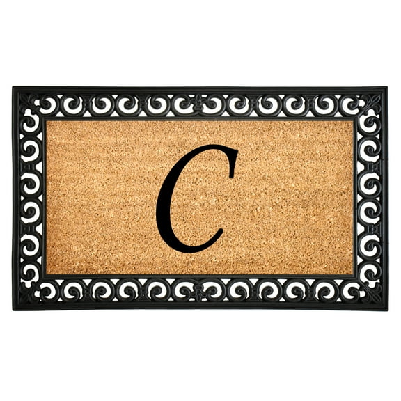 Calloway Mills Coir/Rubber Gabriel Monogram Doormat, 18" x 30" (Letter C)