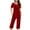 Red, variant on Cavosen 2 Piece Sets for Women Going out with Pocket Button Pajamas Outfits Sets Capris Short Sleeve V-Neck Sleepshirts Sleepwear Pleated Solid Nightwear Soft Homewear Fall