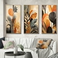 thumbnail image 1 of Designart "Terracotta Toned Foliage Funky Vibes II" Abstract Botanicals Framed Wall Art Set Of 3 - Yellow Modern Frame Gallery Set For Office Decor, 1 of 6