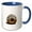 Blue/White, variant on 3drose, Young Spur Thighed Tortoise Looking Out of Its Shell Cut Out, 11oz Two-tone Red Mug