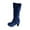 Blue, variant on Fesfesfes Riding Boots For Women Winter Warm High Heel Boots Straight Synthetic Boots Belt Buckle Suede Thick Heel Knight US:5.5(36)