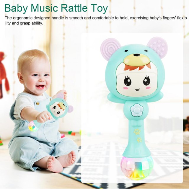 Qiilu Educational Baby Electronic Music Rattle Cute Cartoon Infant Shaking Hand Bells, Music Rattle Toys,Plastic Rattle Toys