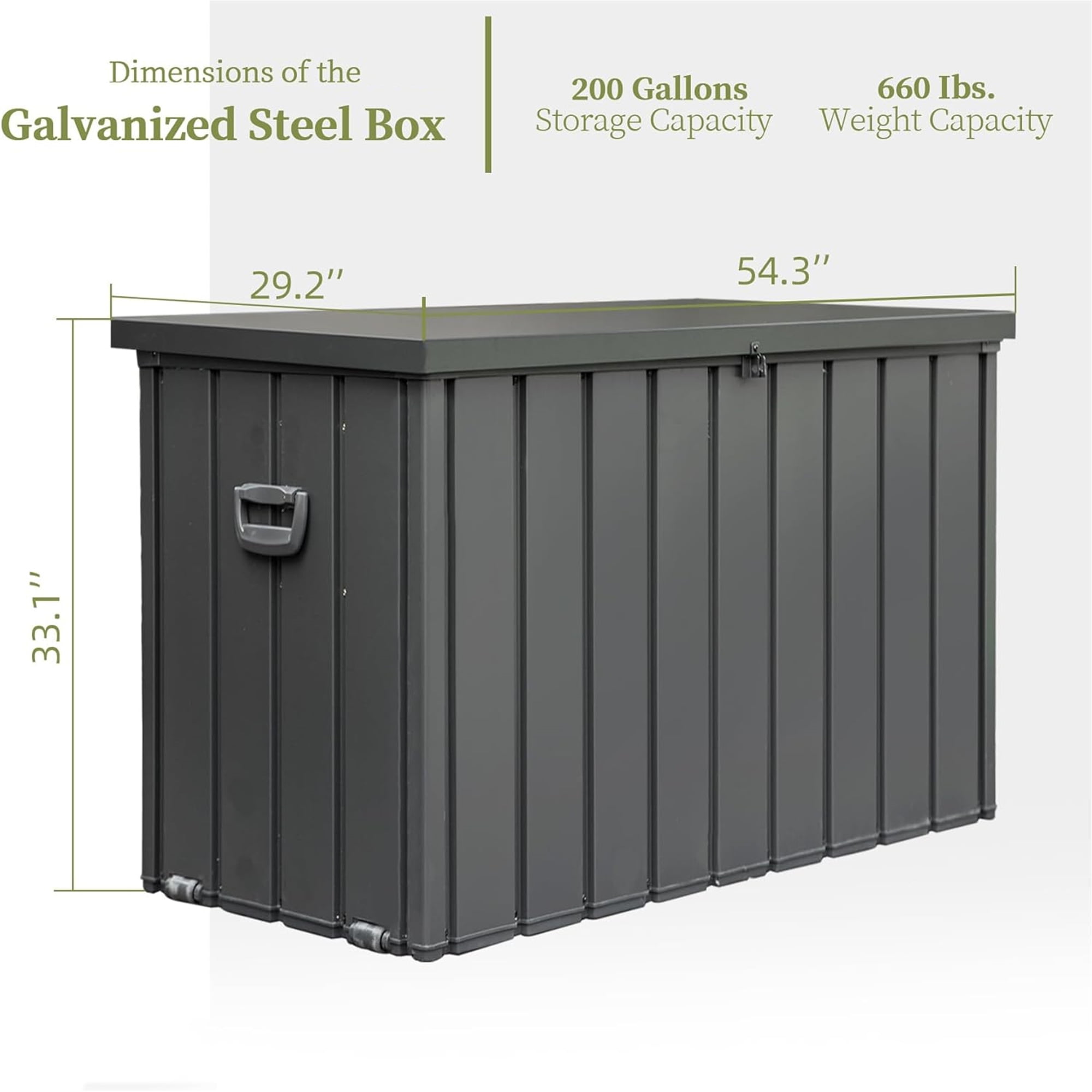 Aimee Lii 200 Gallon Outdoor Storage Deck Box Waterproof, Large Patio Storage Bin for Outside Cushions, Lockable, Dark Gray