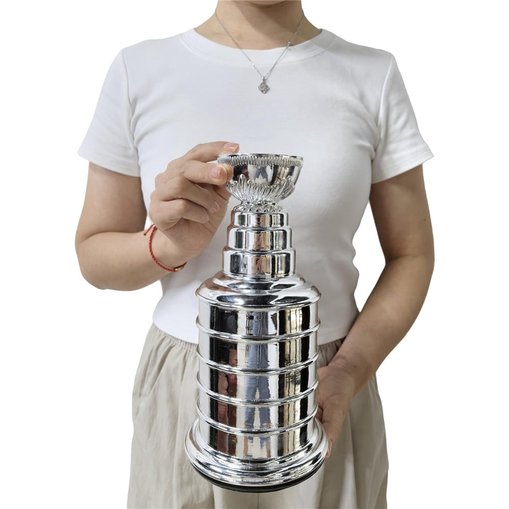 25cm Silver Stanley Cup Replica, Ice Hockey Champion Trophy, Chrome Silver Hockey Sport Fans Players Coaches Collectors Gift,Silver,Ice Hockey Championship