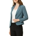 thumbnail image 5 of INSPIRE CHIC Women's Blazer Open Front Wear-to-Work Summer Crop Suit Jacket 2XL Blue Grey-Solid, 5 of 7