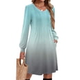 thumbnail image 4 of Maxi Dress for Women 2025 Long Sleeve V-Neck Female Fashion Elegant Dresses Casual Female Straight Evening Dresses Cyan XL, 4 of 4