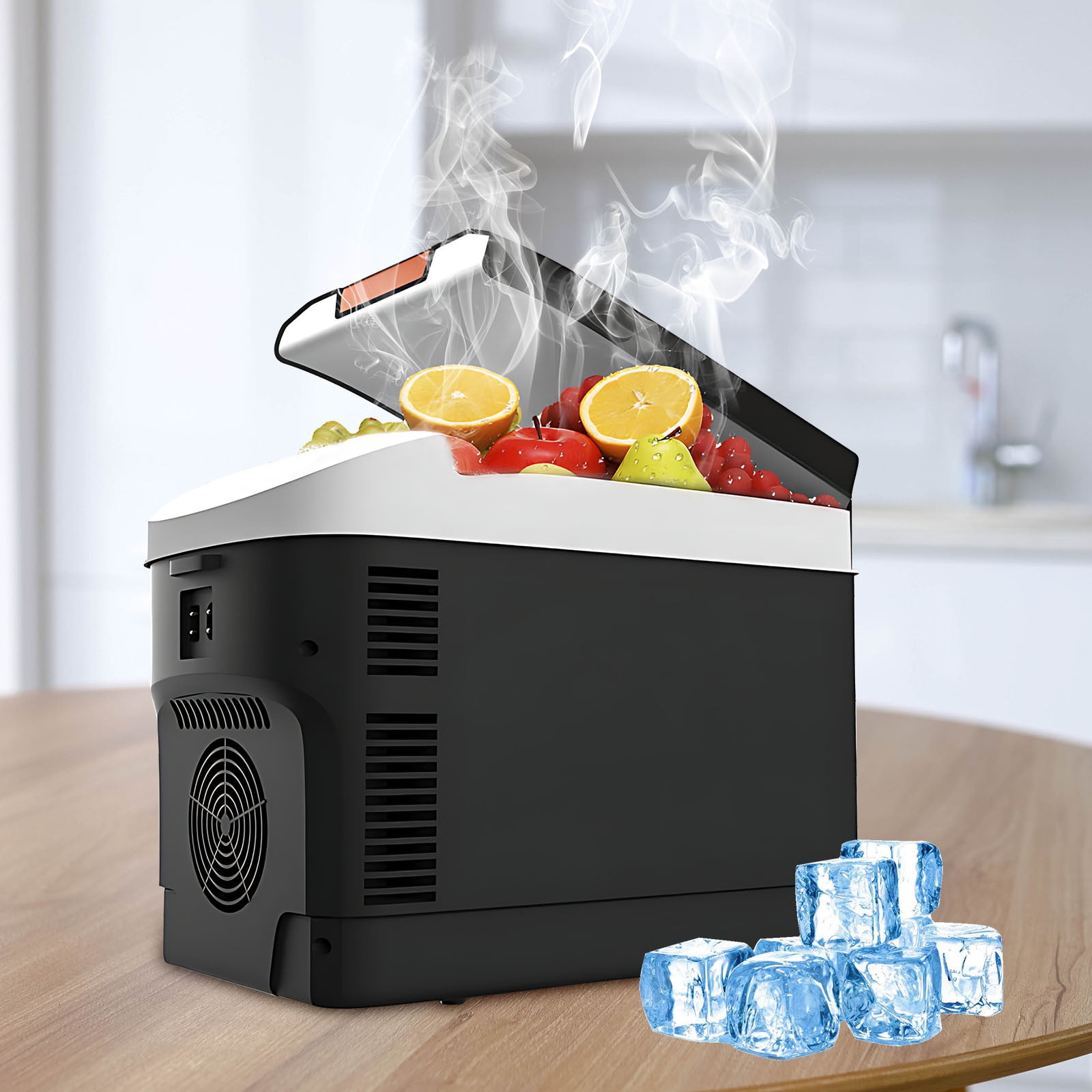 12L Car Refrigerator Cooler Warmer with 12V/220V Dual Power and Quiet Thermoelectric Cooling, Mini Fridge for Drinks Snacks Insulin Cosmetics in Car Home Dorm