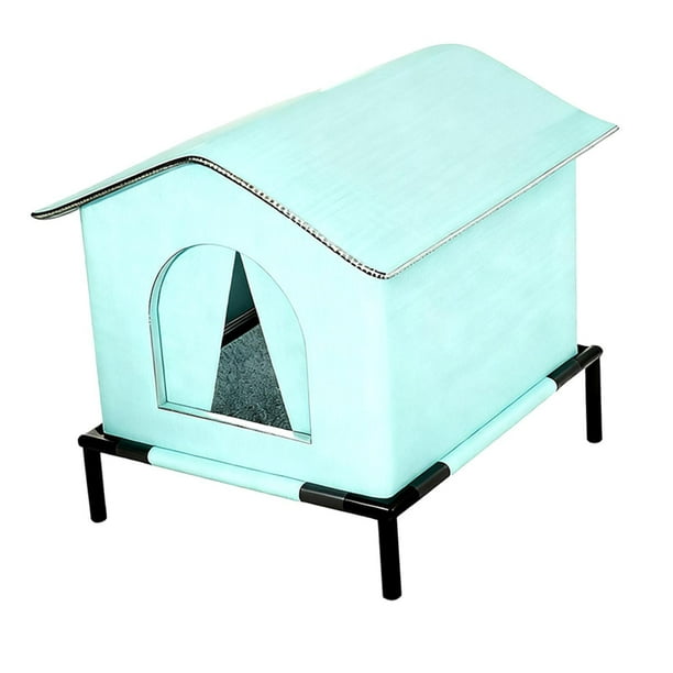 Casa para gatos al aire libre, refugio portátil elevado para gatos callejeros, ideal para el porche y el patio en invierno. S