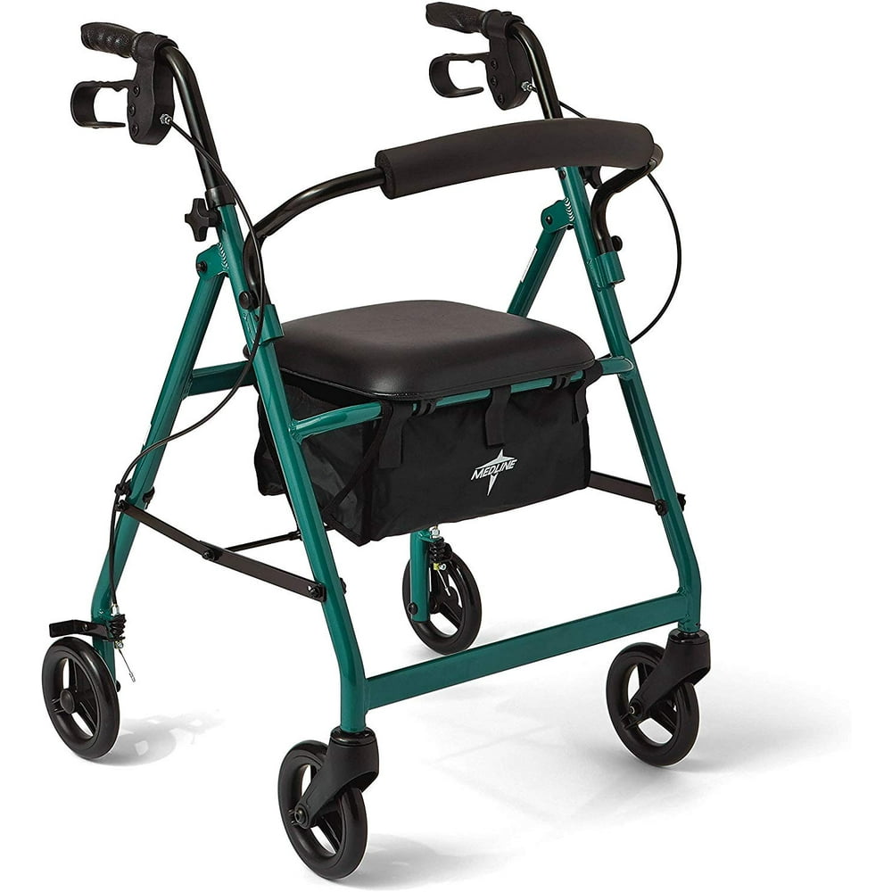 Medline Lightweight Aluminum Rollator, Folding Rolling Walker, 6