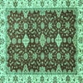 thumbnail image 1 of Ahgly Company Machine Washable Indoor Square Oriental Turquoise Blue Traditional Area Rugs, 4' Square, 1 of 4