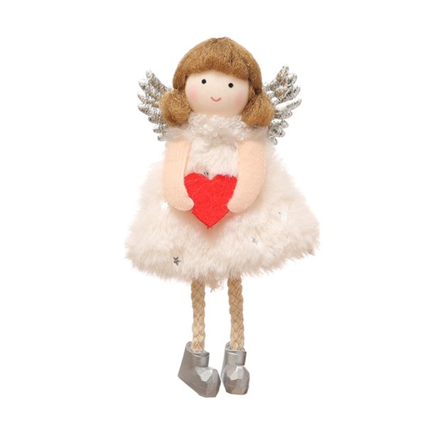 1 UNID creativo peluche en forma de corazón patrón de ángel muñeca colgante colgante decoración colgante