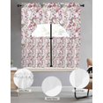 thumbnail image 2 of Pink Beige Flowers Swag Kitchen Curtains Sets for Windows 24 Inch Length, Spring Floral Elegant Pastoral Botanical Short Window Curtain Swags Valances and Tiers 3 Piece Set for Cafe/Dining Room, 2 of 5
