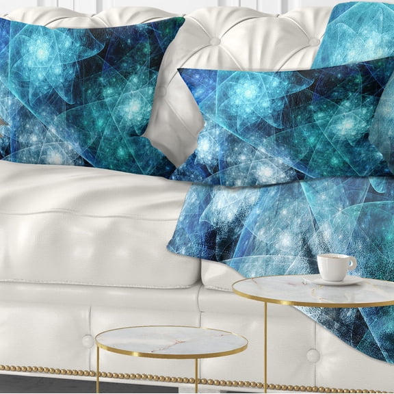 Designart Blue Rotating Polyhedron - Abstract Throw Pillow - 12x20