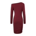 thumbnail image 6 of Zshosam Women's Sexy Elegant Off Shoulder Long Sleeve Ruched Bodycon Party Mini Dresses(,XL), 6 of 9