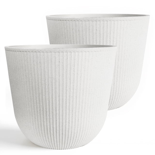 Juego de 2 macetas Worth, 45 cm x 39 cm, blancas y duraderas