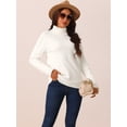 thumbnail image 3 of DARING DIVA High Neck Long Sleeve Casual Sweater Warm Pullover M Apricot, 3 of 5