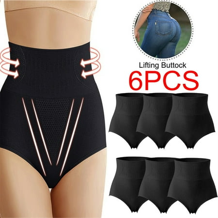 

6PCS Shapers Women High Waist Slimming Panties Body Shaper Slimming Butt Lifter Shapewear Underwear Tummy Control Panties-Black XL