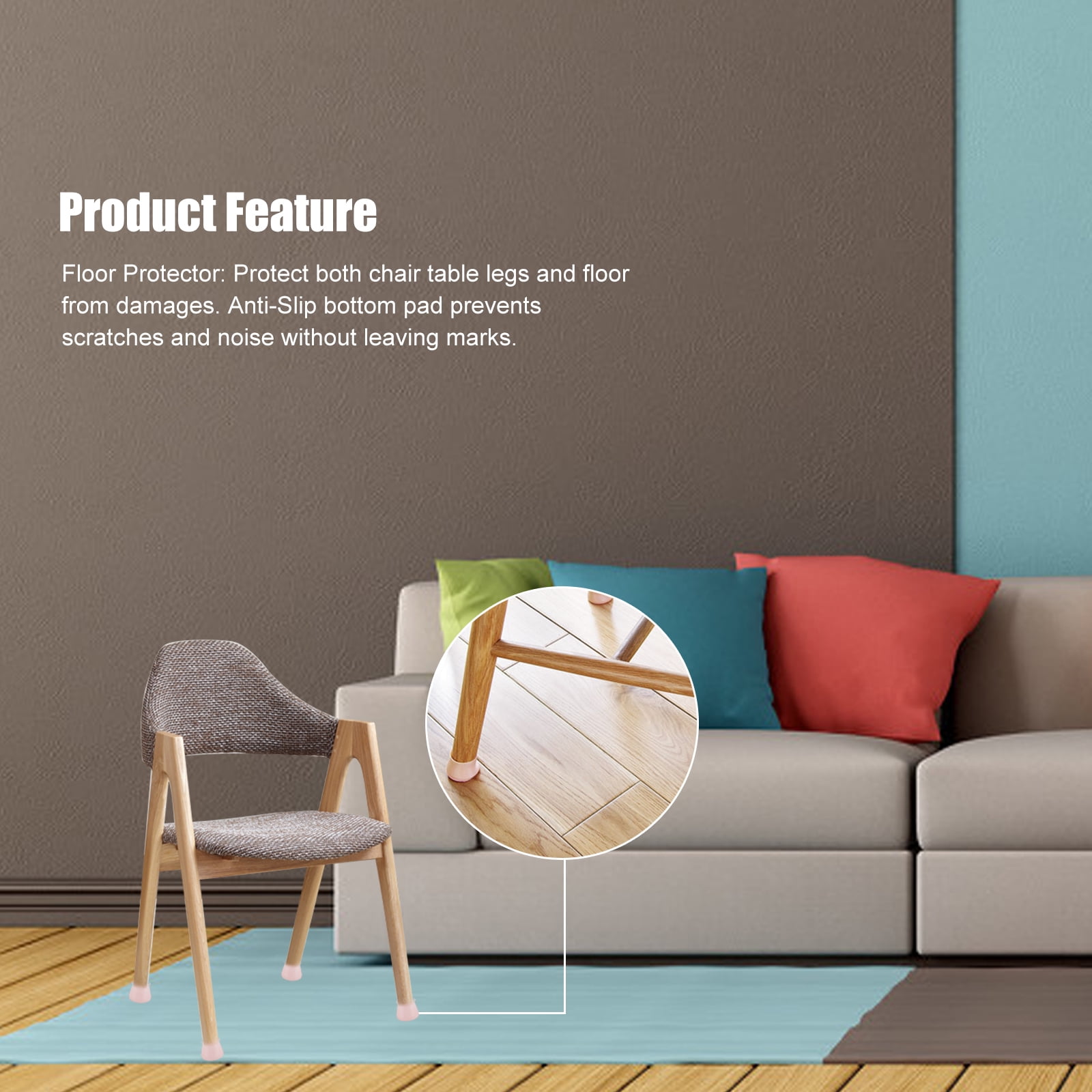 Rod Feet Tables and Chairs Floor Protection Mat Round Cover 2 Colors 16 Pieces//Packing Furniture 透明