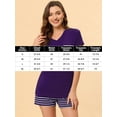 thumbnail image 5 of INSPIRE CHIC Women's Lounge V Neck Stretchy Tops and Shorts 2pc Pajama Sets L Purple, 5 of 5