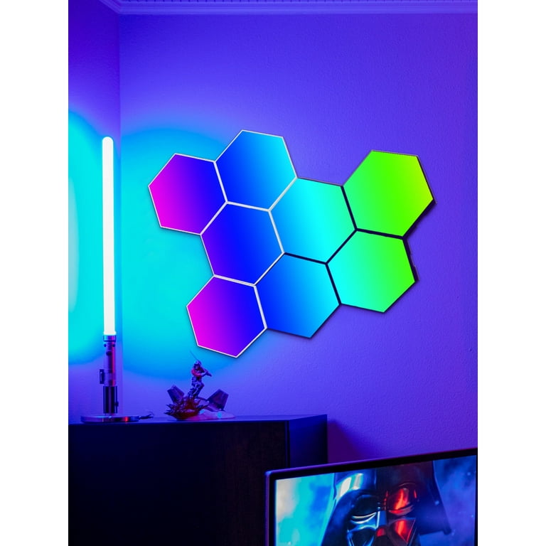 JTWEEN 10 Pcs Hexagon LED Lights Modular DIY Hexagon Wall Light