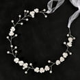 thumbnail image 1 of Nvzi Horquillas para el pelo de boda con flores para novias, peinetas con perlas de cristal, pinzas para el pelo, accesorios para el pelo de boda dorados, joyas plateadas, 1 of 3