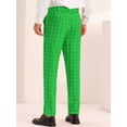 thumbnail image 3 of Unique Bargains Men's Plaid Pants Slim Fit Business Checked Printed Dress Trousers 32 Green, 3 of 6