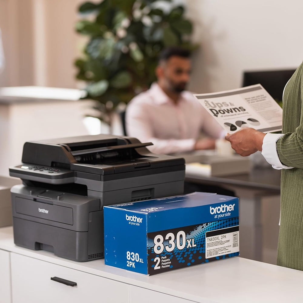 Brother Wireless Compact Monochrome Multi-Function Laser Printer DCP-L2640DW Print Like A Pro Bundle with Deco Essentials Guide and High Speed 6ft USB Type B 2.0 Printer Cable to USB Type-C & USB A
