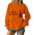 thumbnail image 2 of Womens Tops Christmas Tree Printing Long Sleeve Winter Casual Sports Round-Neck Sweatshirt,Sweatshirts for Women Orange M, 2 of 5