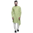 thumbnail image 1 of Atasi Designer Kurta Pajama For Men Printed Angrakha Kurta Set Summer Clothing, 1 of 3