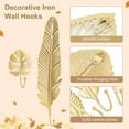 thumbnail image 3 of 9pcs Decorative Leaves Iron Hooks, 9 Style Feather/Maple Leaf Wall Mounted Hangers Gold Coat Hooks for Hanging Key, Towel, Coat, Photo Frame, Hat, Bag and Umbrella, 3 of 6