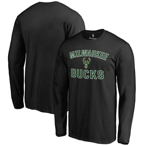 Men's Black Milwaukee Bucks Victory Arch Long Sleeve T-Shirt