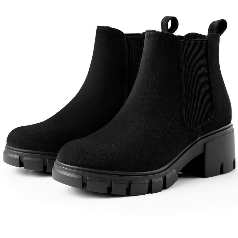 Harvest Land Women s Platform Chelsea Boots Chunky Heel Slip On Ankle Booties for Ladies Walmart