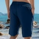 thumbnail image 5 of Pantalones Cortos de Cintura Elástica para Hombre con Bolsillos, Color Sólido, Cordón de Cintura Elástica Casual Y Bolsillos Pantalones Cortos para Hombres Verano Casual, 5 of 5
