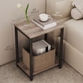 thumbnail image 4 of LEDREM Small End Table with 2-Tier Storage, Industrial Nightstand for Living Room, Bedroom, Office, 15.2 x 19.7 x 11.8 Inches, Greige and Black, 4 of 5