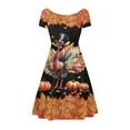 thumbnail image 2 of SCRAWLGOD Turkey Maple Leaf Dress for Women Summer Midi Dresses for Women Casual Short Sleeve Soft Ladies Summer Dresses Knee Length Wide Neck for Thanksgiving Day Size 4XL, 2 of 7