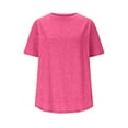 thumbnail image 6 of Razzly Women's Summer Casual Loose Fit Short Sleeve Round Neck Plain Color T Shirt Comfortable Breathable Fashion Top For Daily Wear Womens Summer Tunics Athletic Long Sleeve Shirt Women(Hot Pink,S), 6 of 6