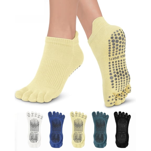 5 Pairs Mato Hash Toe Exercise Barefoot Grip Pilates Socks for Women, Non-Slip Yoga Athletic Toe Socks, Cozy Separated Toes for Confident Movement