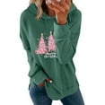 thumbnail image 6 of lulshou Hoodies for Women Christmas Print Sweatshirt Festive Holiday Long Sleeve Pullover for Family Gathering, Green, XXXL, 6 of 6