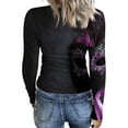 thumbnail image 7 of Mardi Gras Shirts Womens Glitter Feathers Print Crew Neck Tops Mask Print Long Sleeve Holiday Tunic Tops Black M, 7 of 7