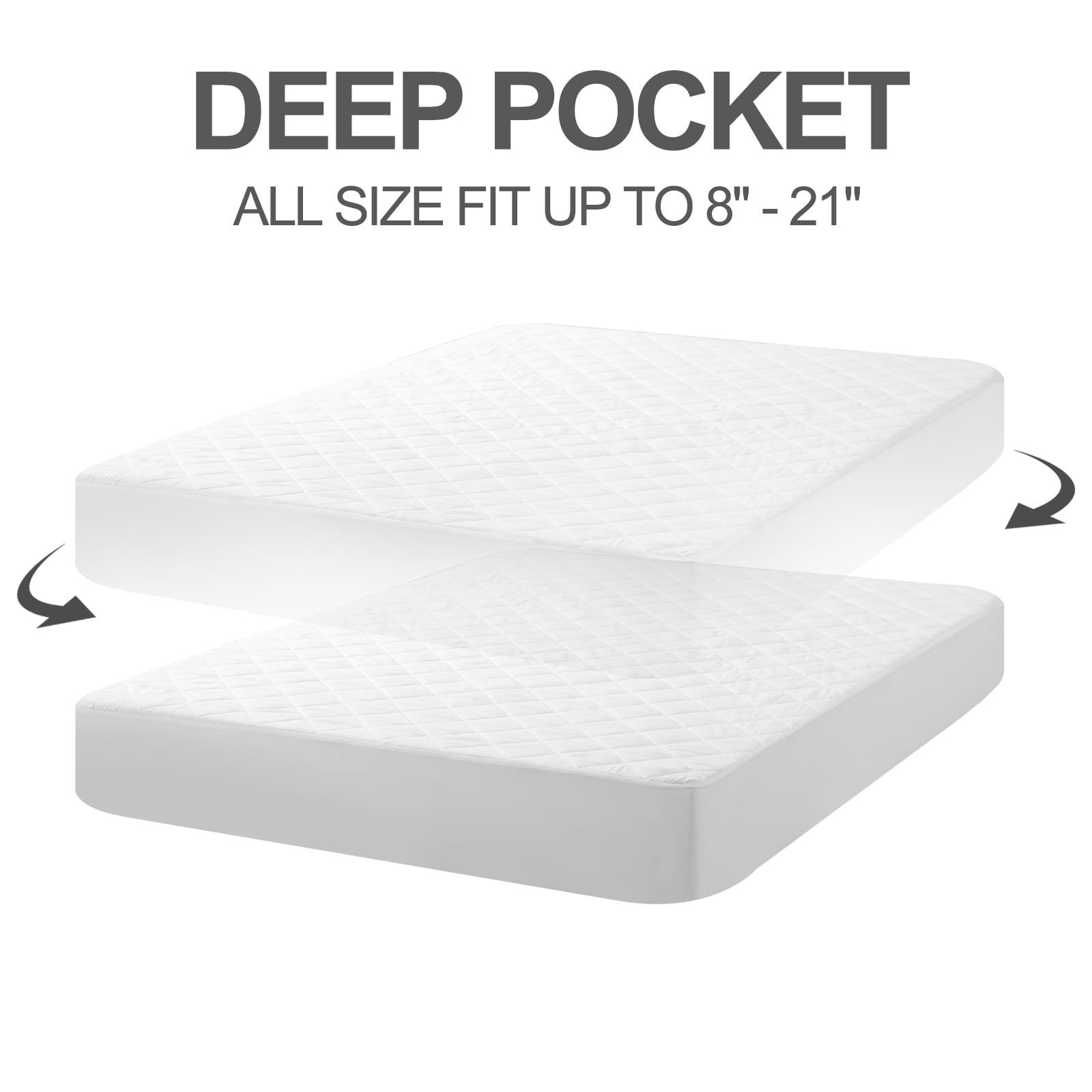 TASTELIFE Queen Size 100% Waterproof Mattress Protector Cotton Terry Top  Cover, Fitted 8-21 Deep Pocket Pad Cover Vinyl Free Washable, Breathable  