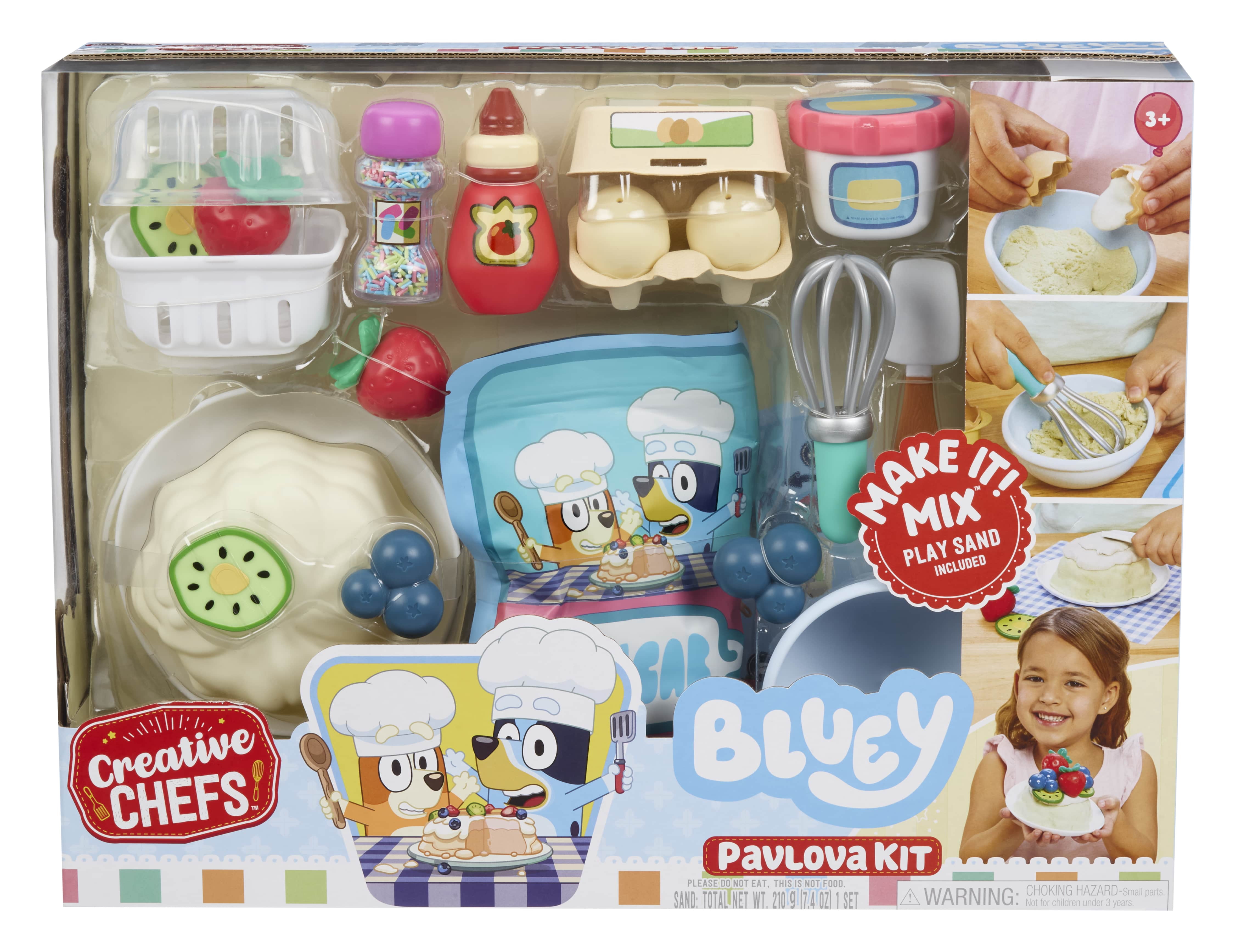 Little Tikes Creative Chefs Bluey Pavlova Kit, with Make-It Mix Play Sand, Ages 3+